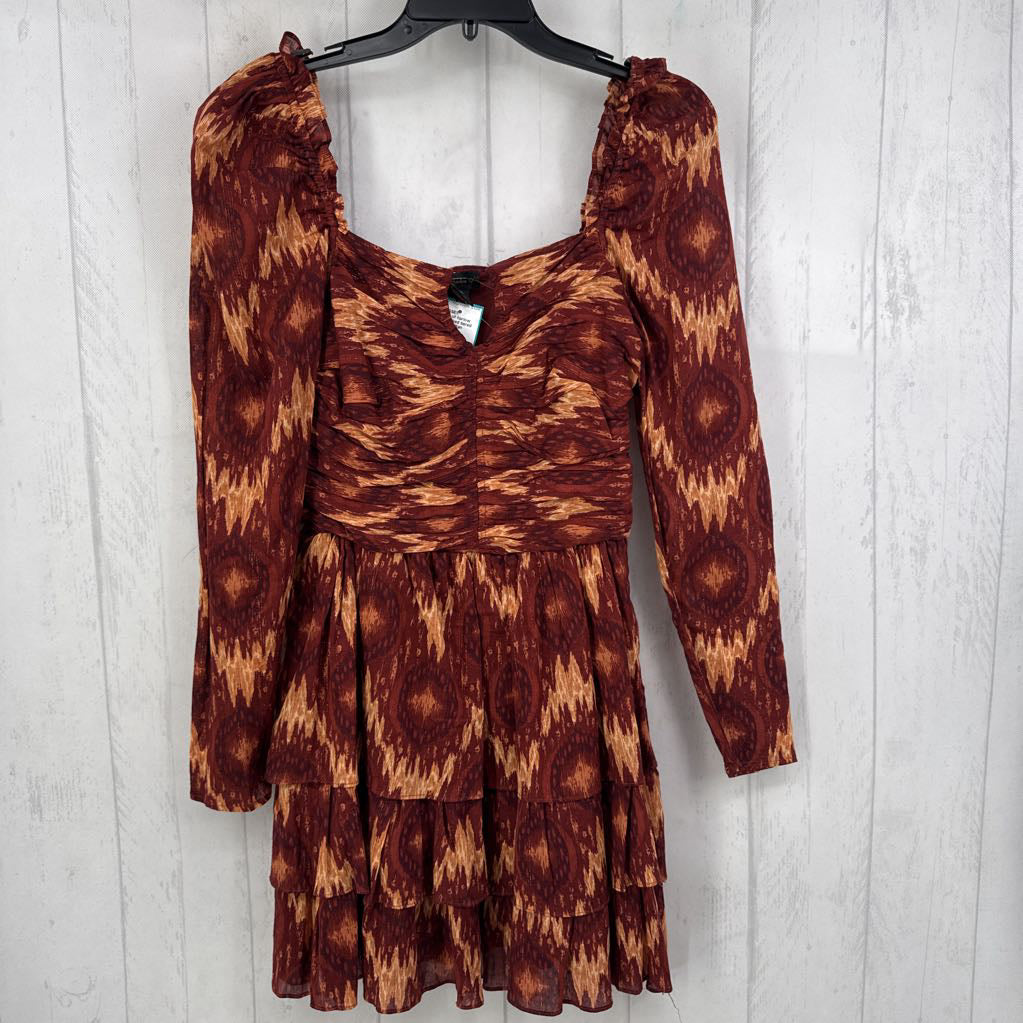 S smocked tiered l/s dress