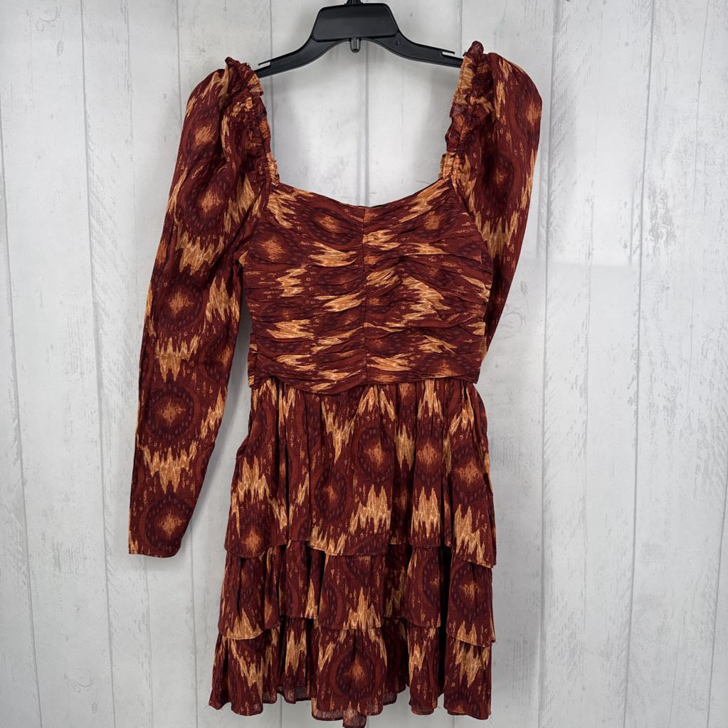 S smocked tiered l/s dress