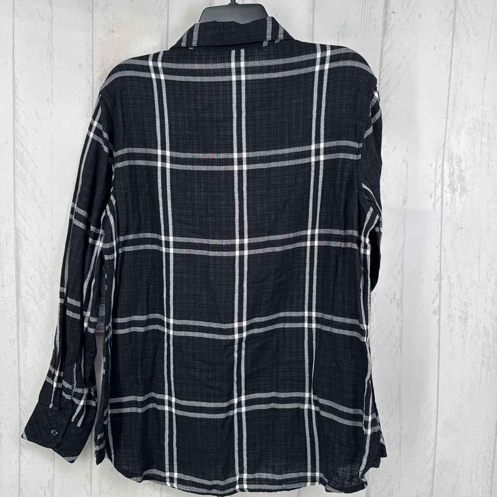 L plaid button down l/s top