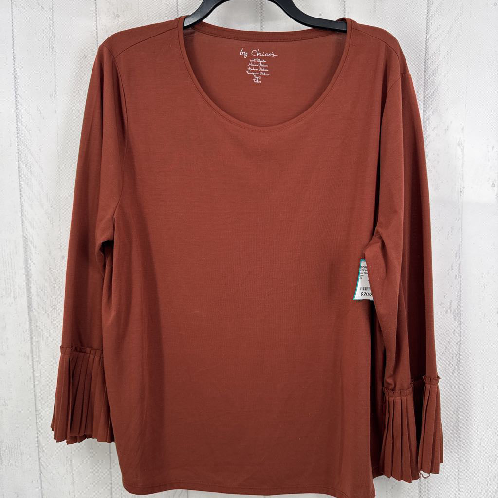 XL round neck pleated flare slv tee
