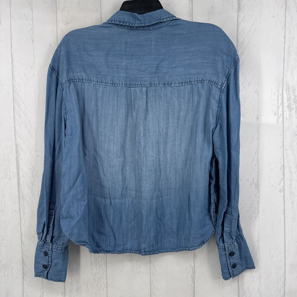 M button down l/s denim top