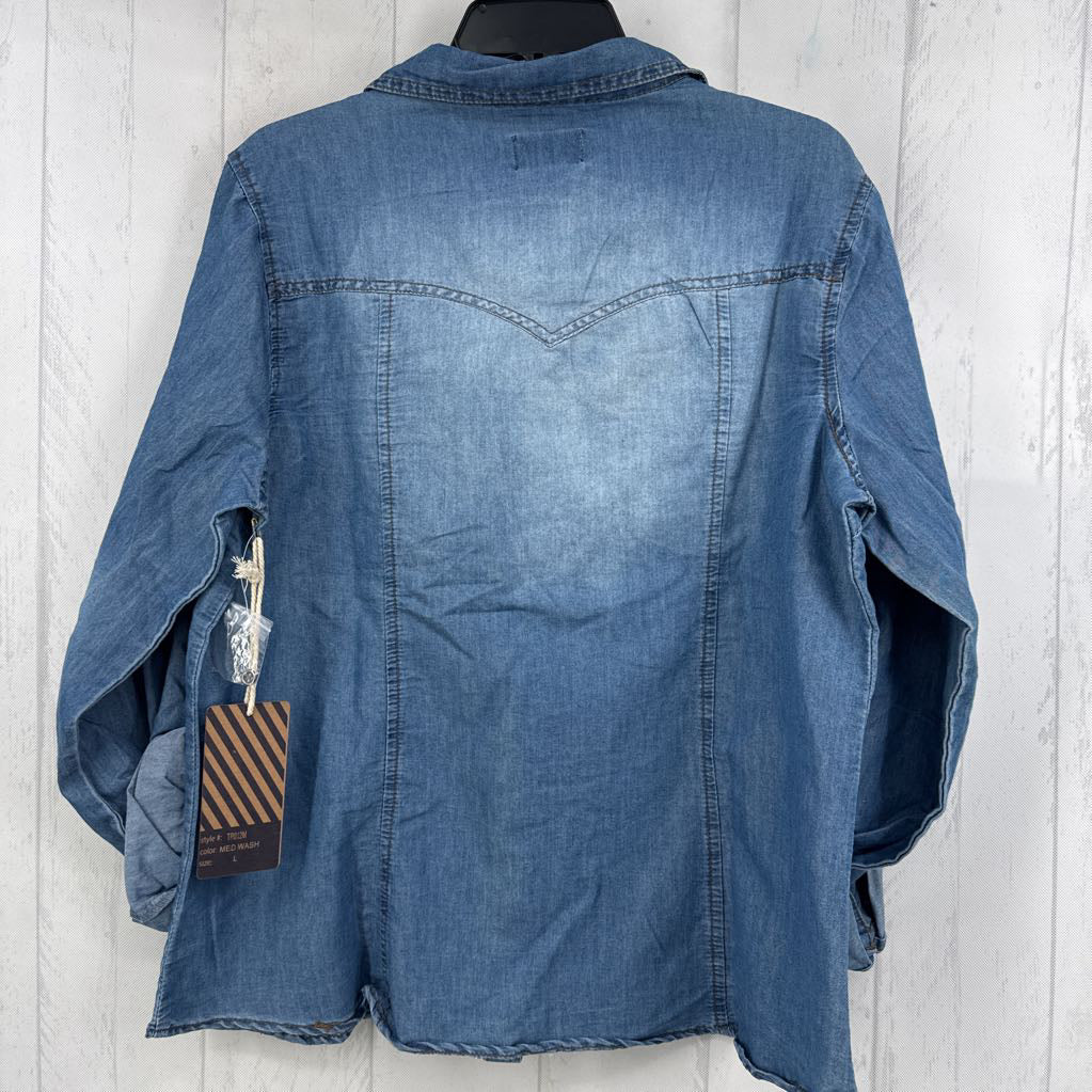 L western stle button down l/s denim top