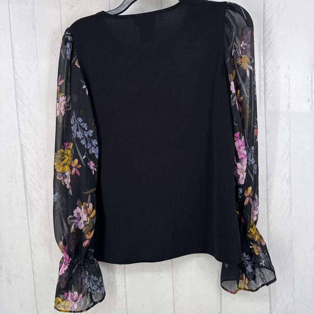 S flo print slv top l/s