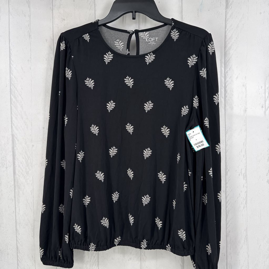 M leaf print l/s top