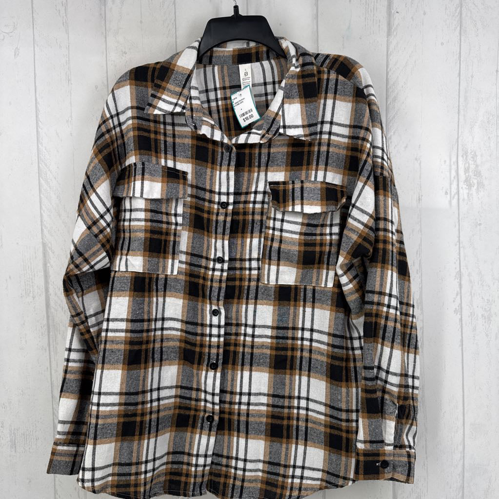 L plaid button down l/s top