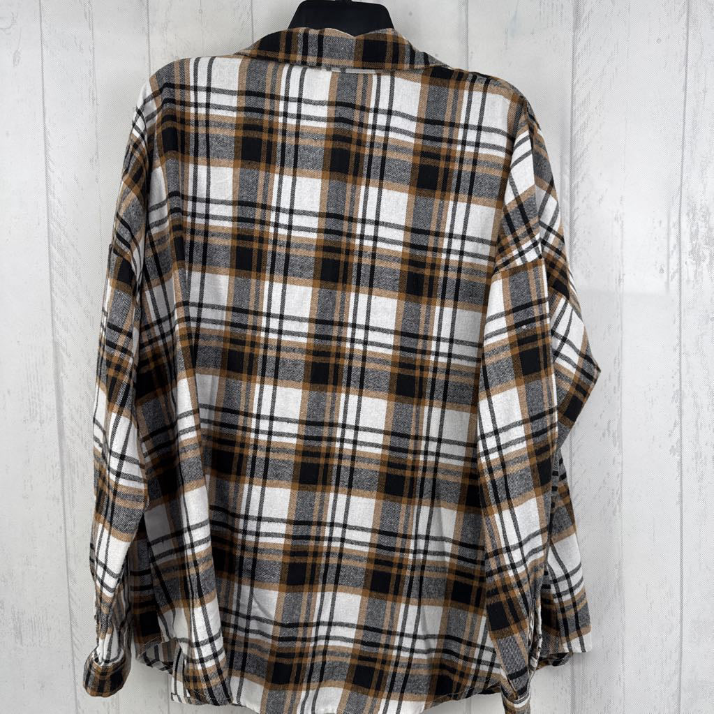 L plaid button down l/s top