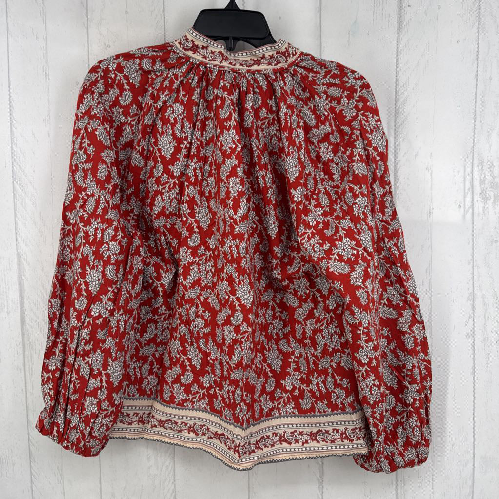 R70 XXS flo print split neck l/s top