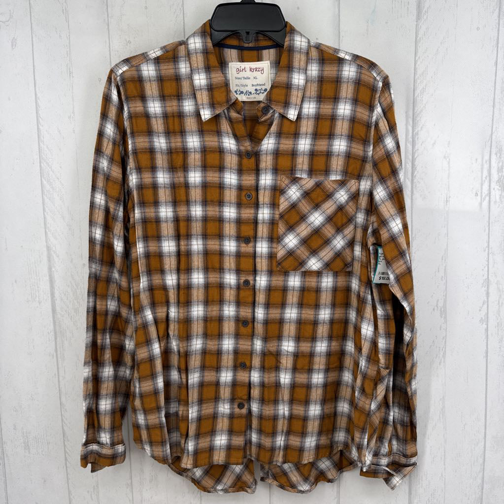 XL plaid button down l/s top