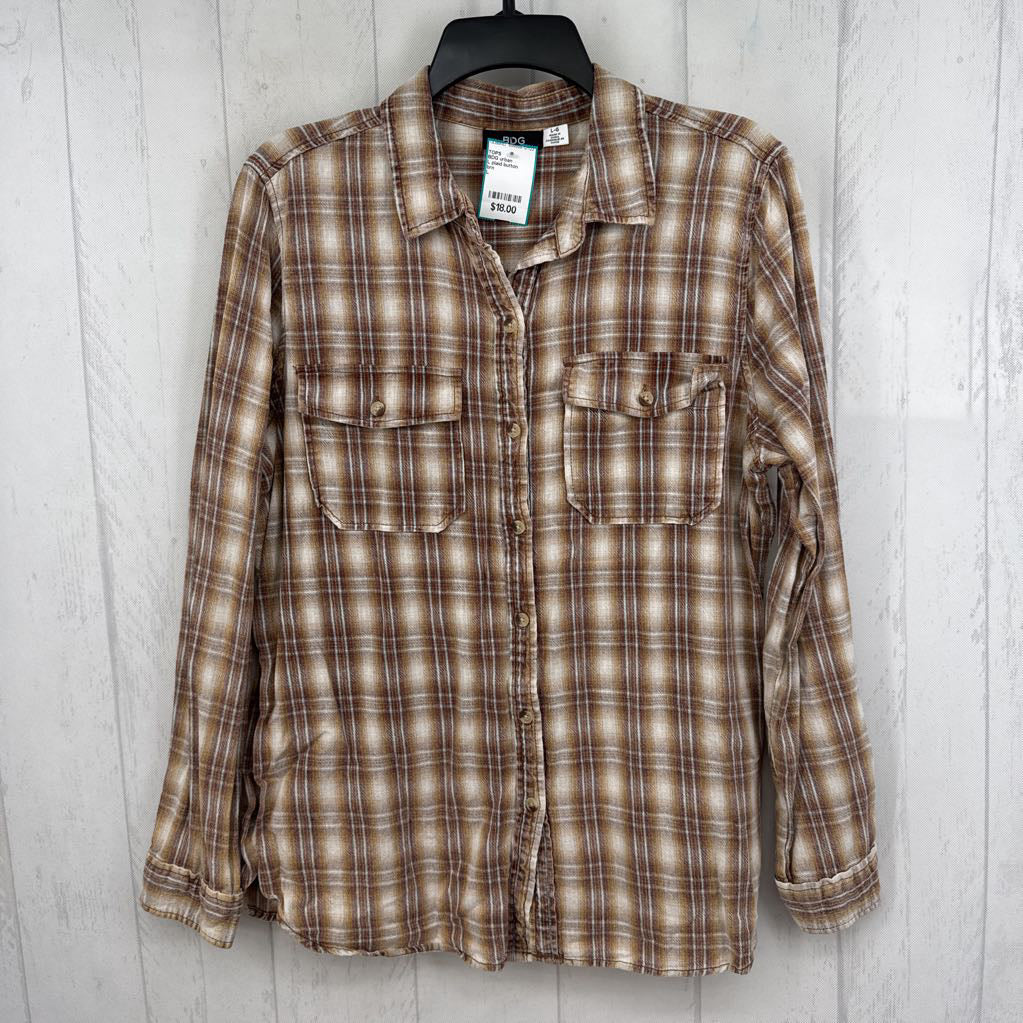L plaid button down l/s top