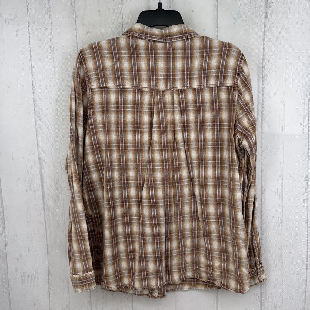 L plaid button down l/s top
