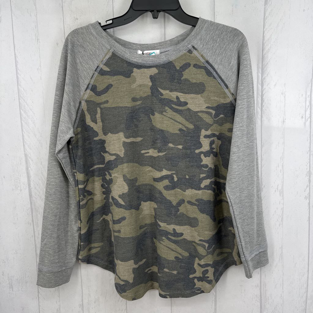 L camo print l/s top