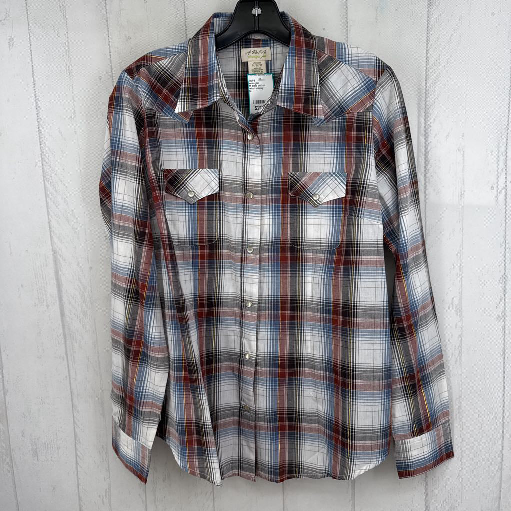 M plaid button down l/s top