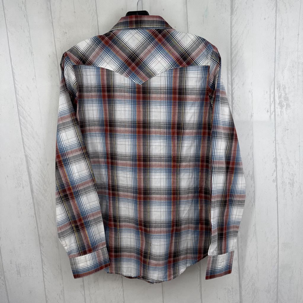 M plaid button down l/s top