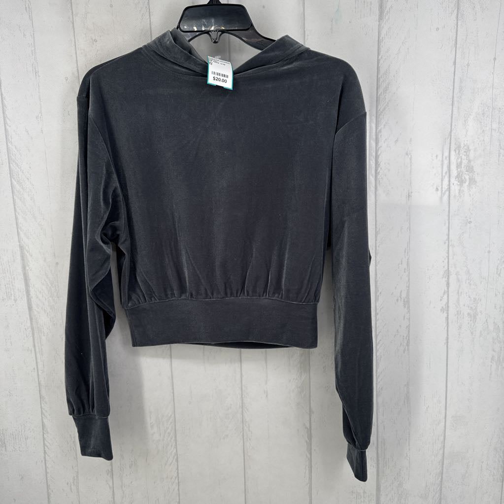 XS velour crop hoodie
