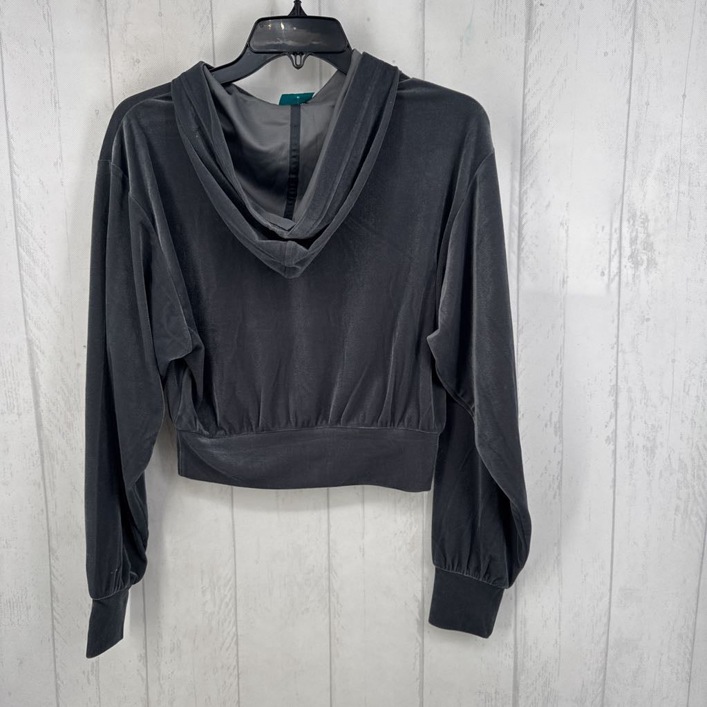 XS velour crop hoodie