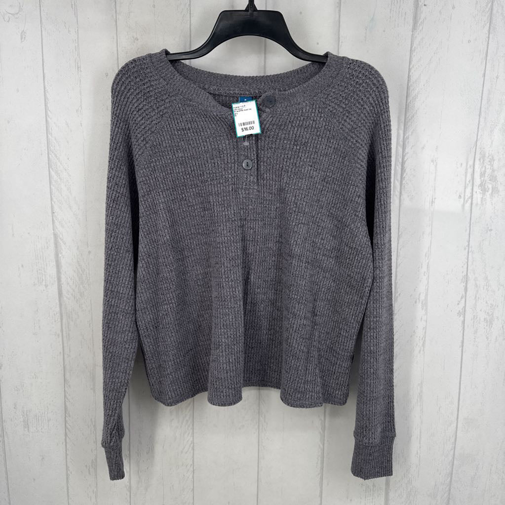 M waffle knit l/s top