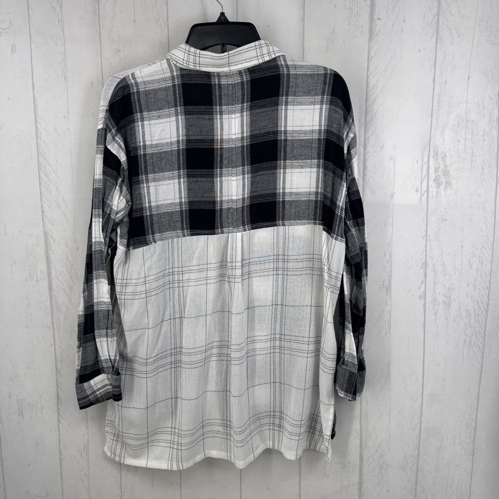 M plaid button down l/s top