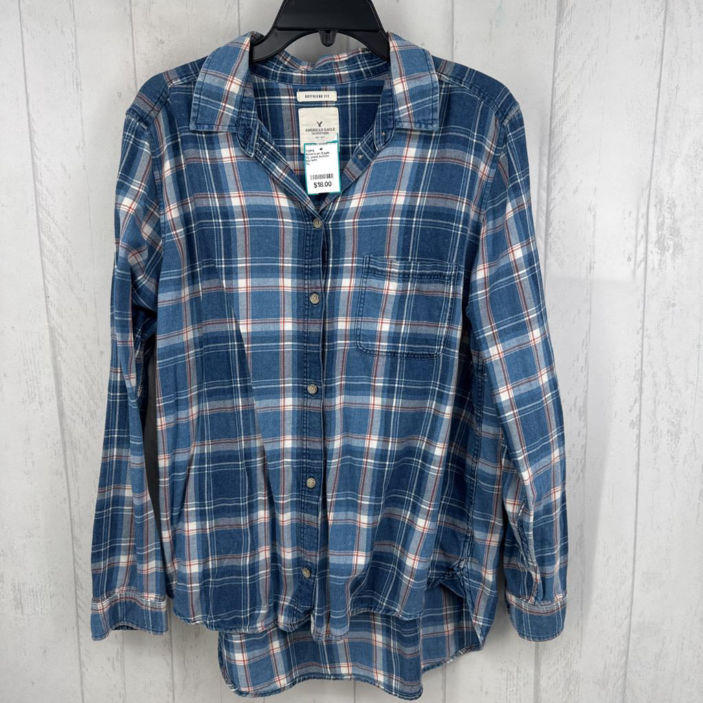 XL plaid button down l/s top