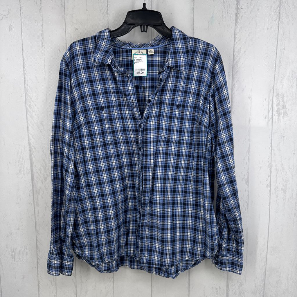 XL plaid button down l/s top