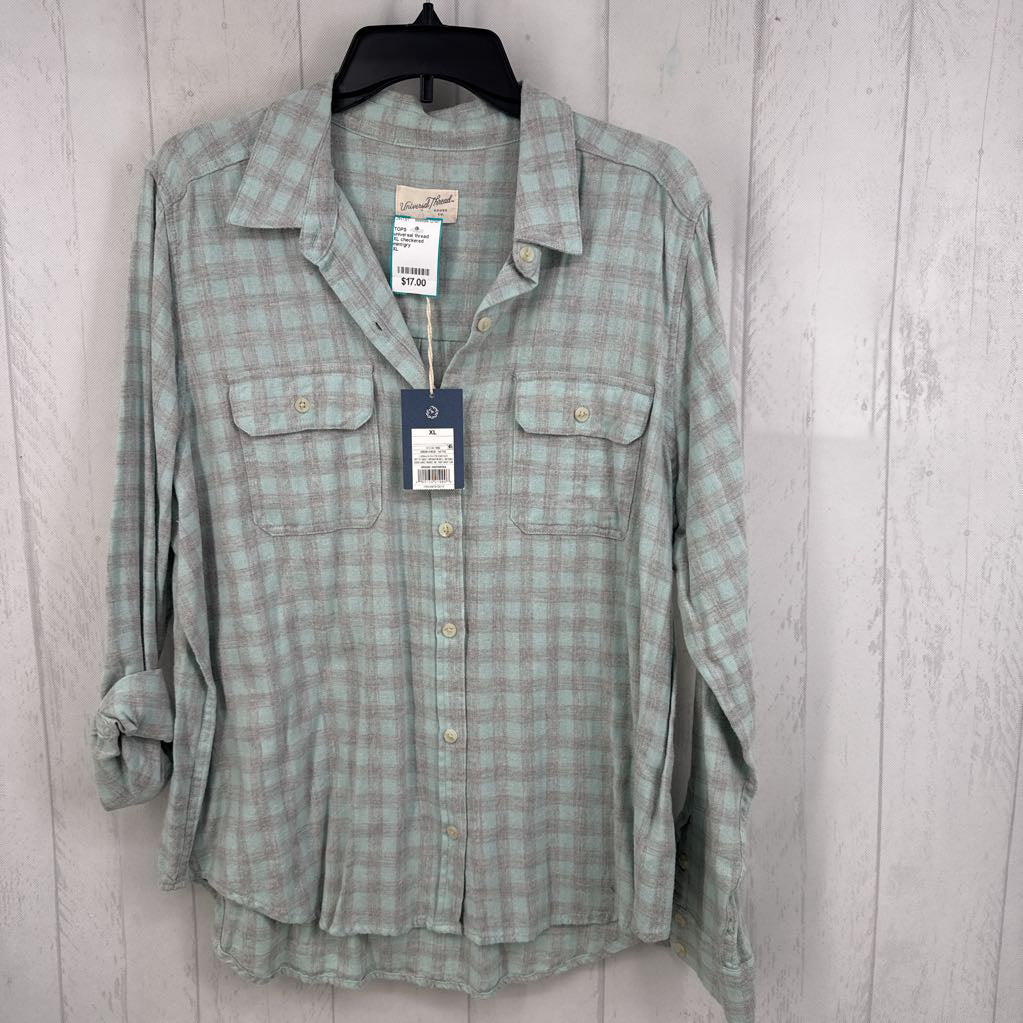 XL checkered button down l/s top