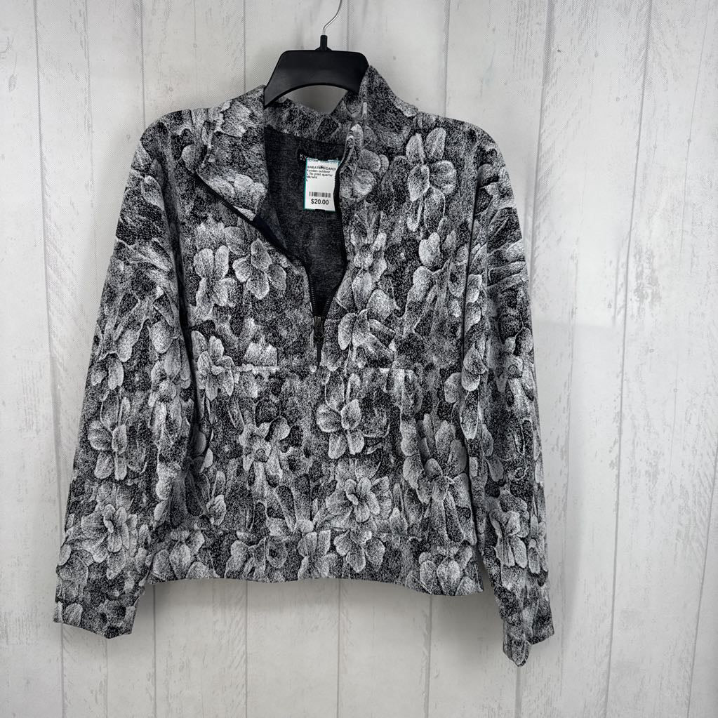 L flo print quarter zip pullover l/s