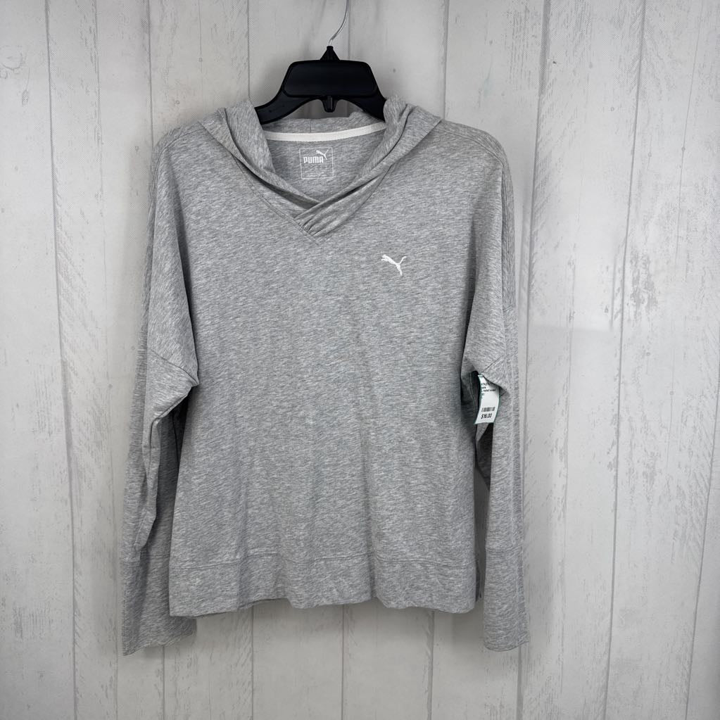 L marled hooded pullover l/s