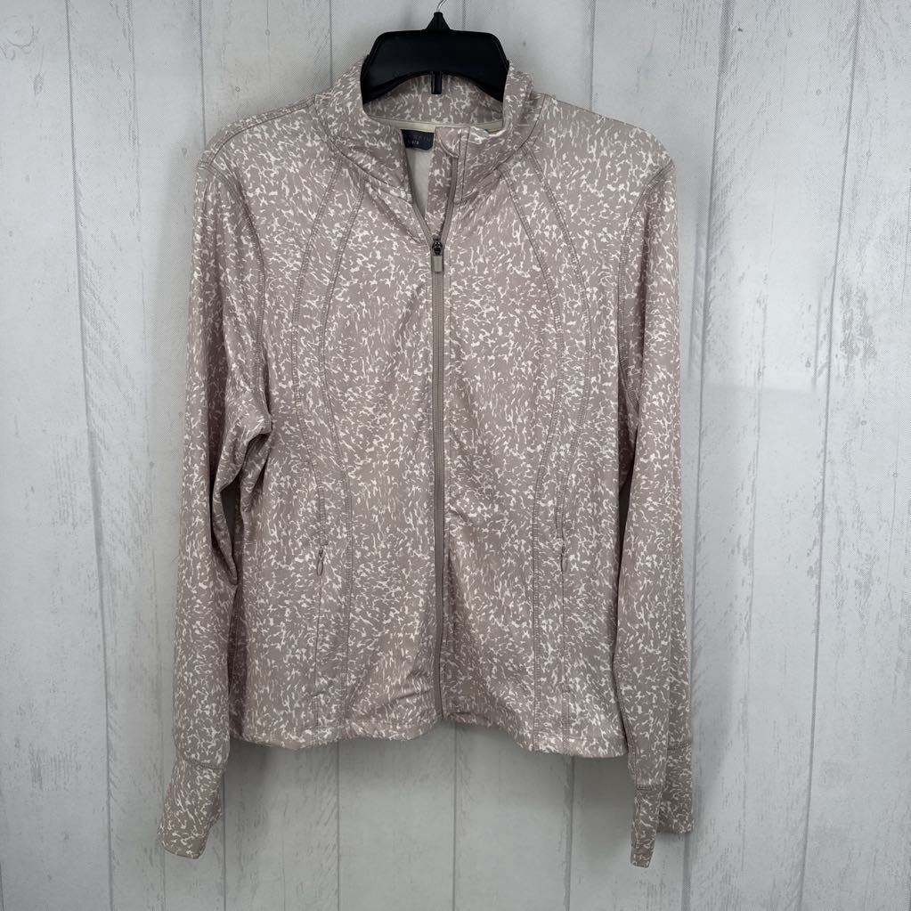 L animal print zip-up jacket