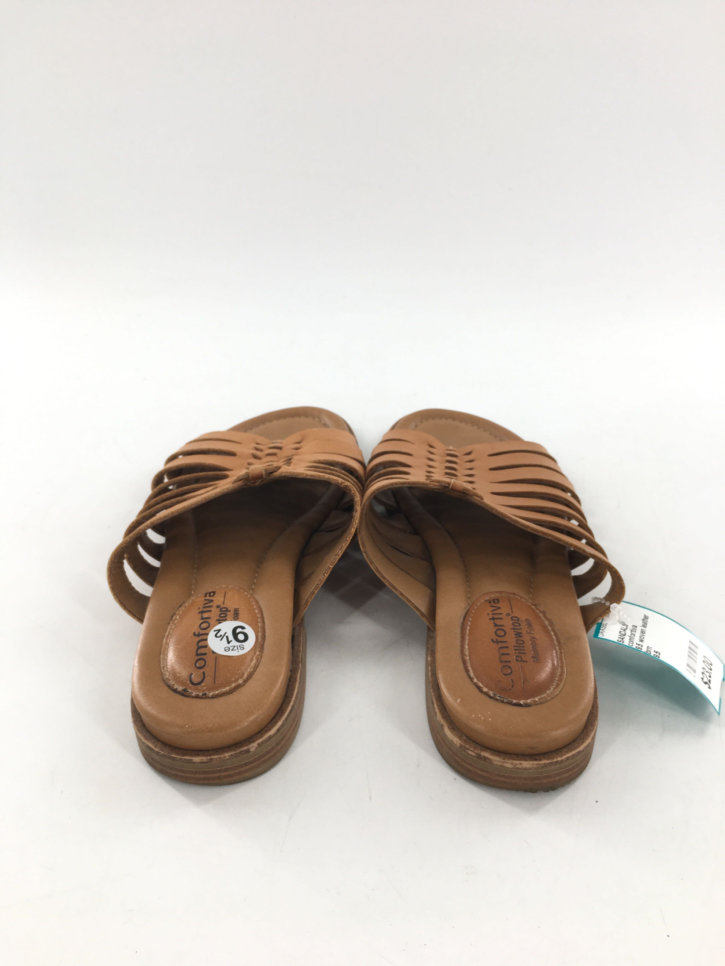 9.5 woven leather slide sandal
