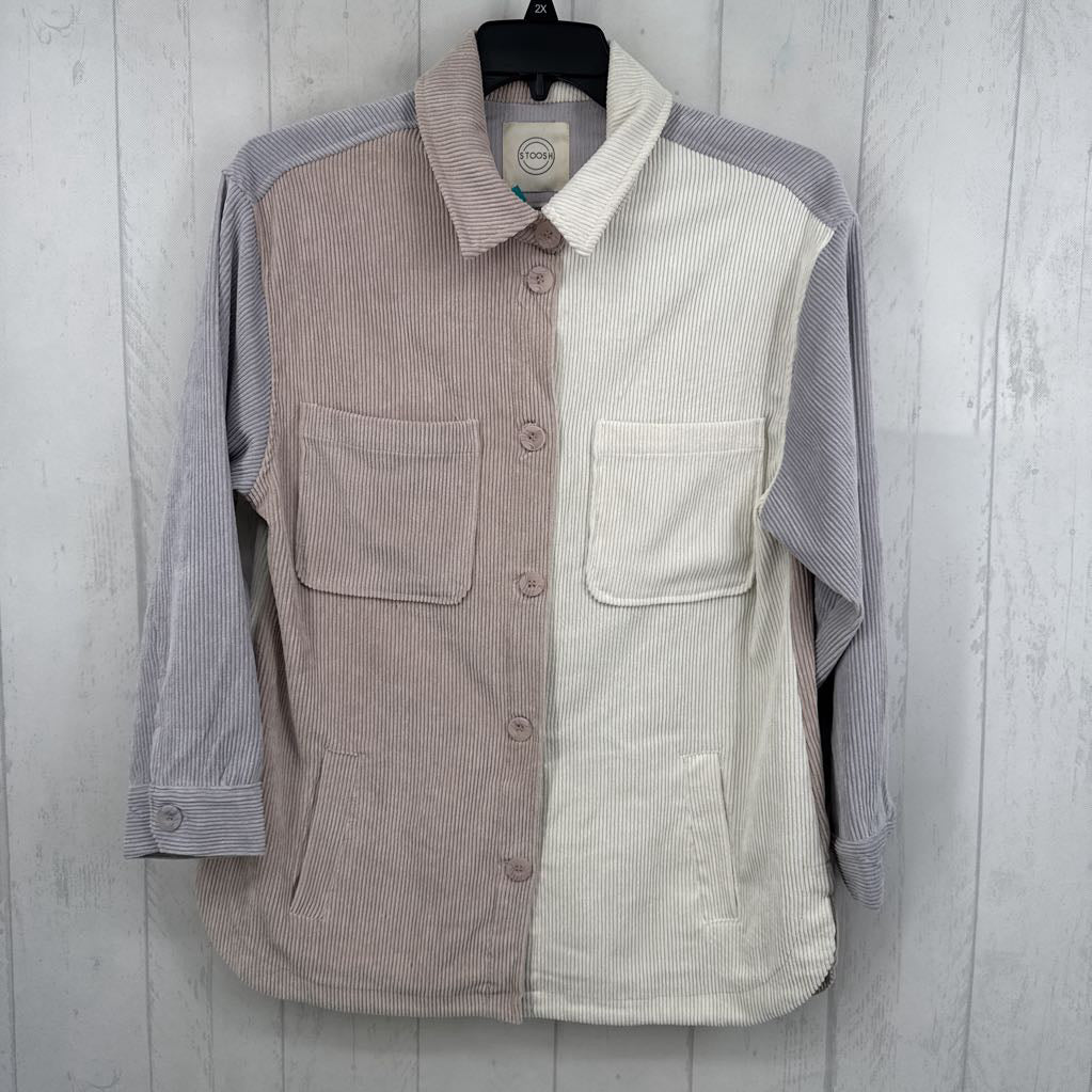 M corduroy colorblock shacket