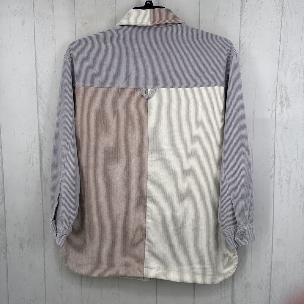M corduroy colorblock shacket