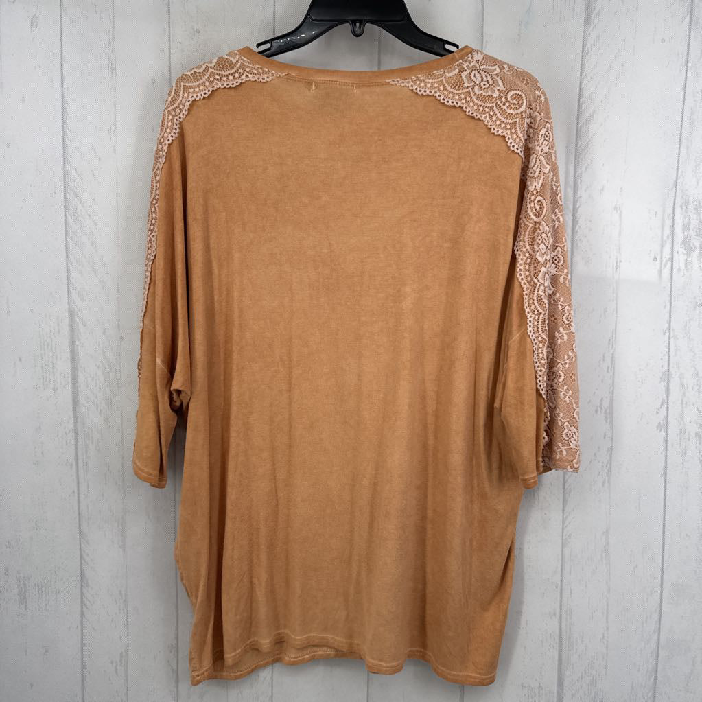 S lace embelished drop shoulder tee