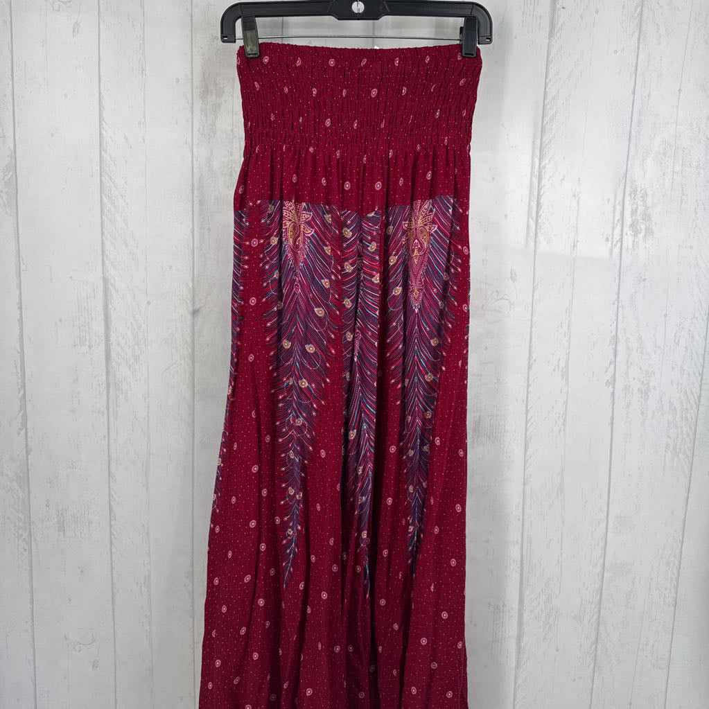3XL printed smocked tie-front slvls dress