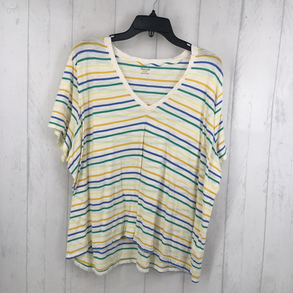 3X striped v-neck s/s tee