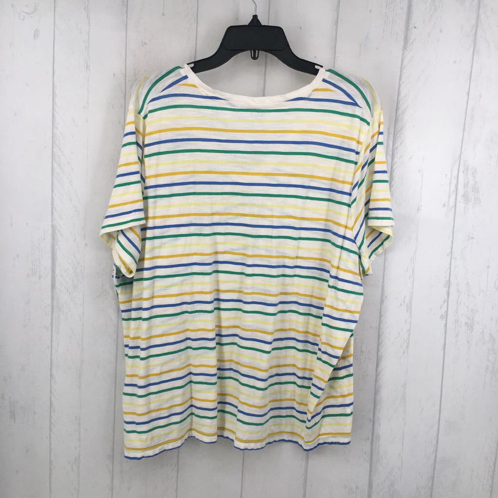 3X striped v-neck s/s tee