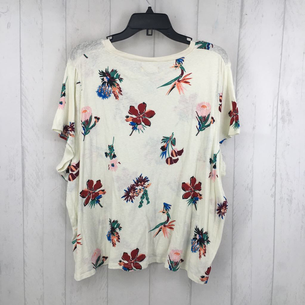3X flo print round neck s/s tee