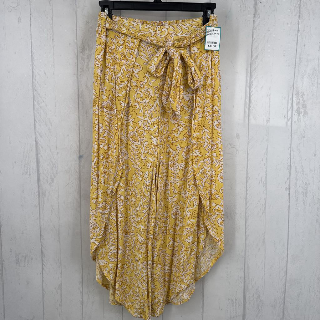 M flo print split leg capri