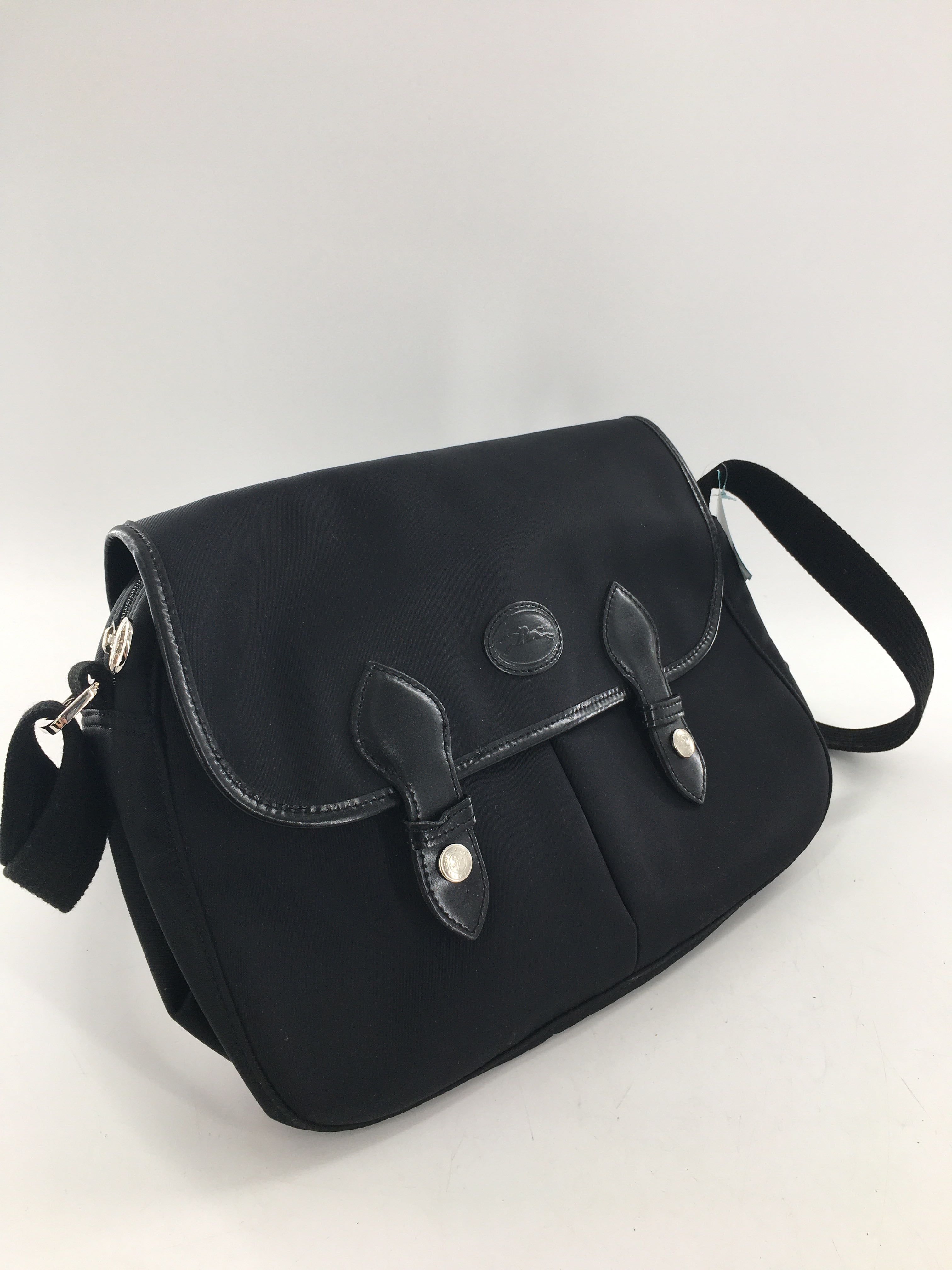 nylon leather trim messenger bag
