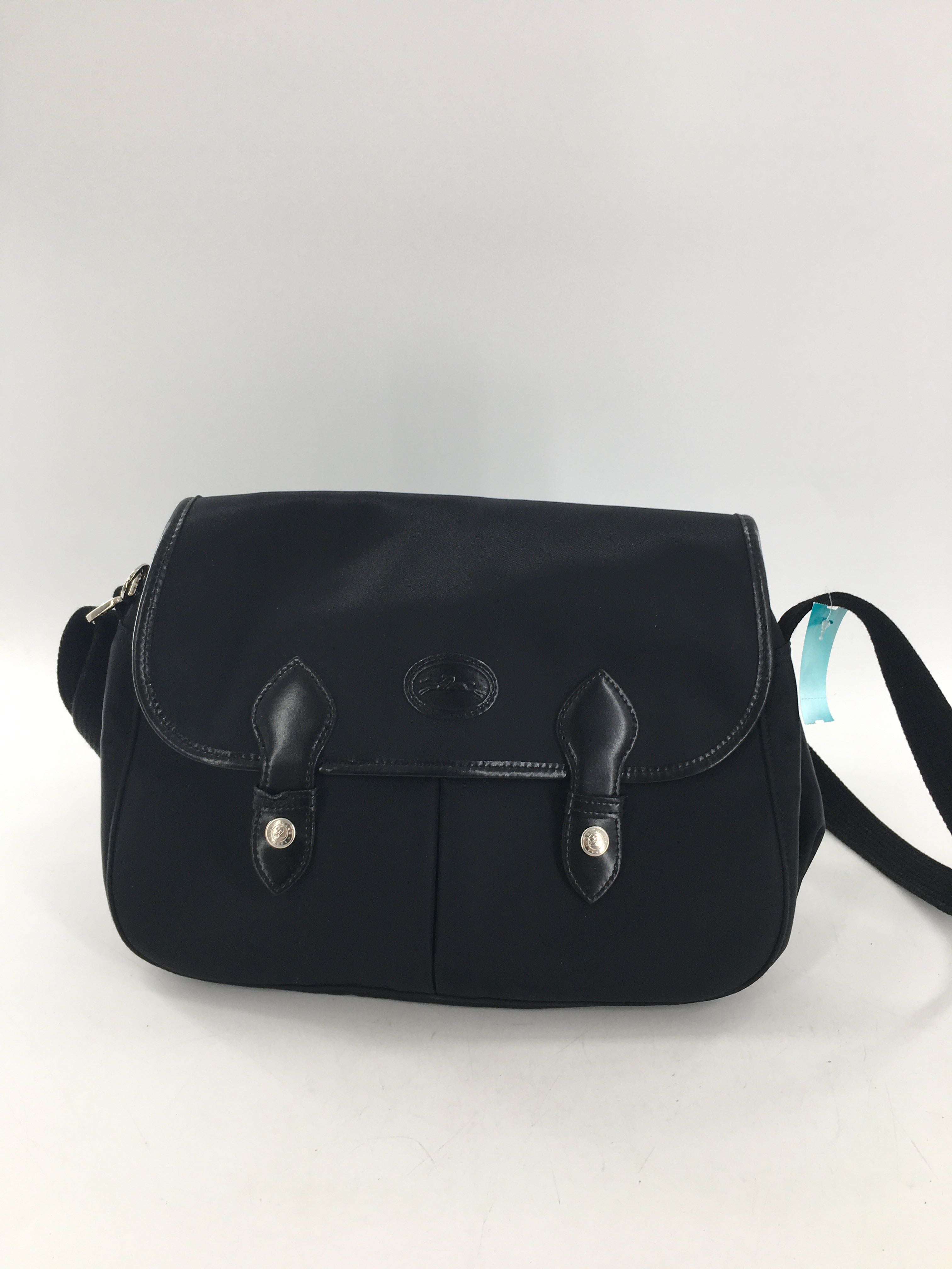 nylon leather trim messenger bag