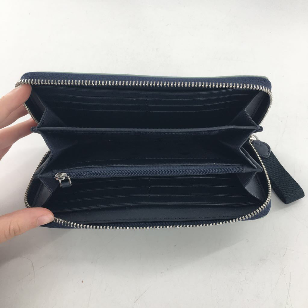 nylon zip around tri color wallet
