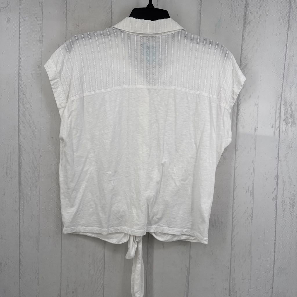 M button down tie-front s/s top