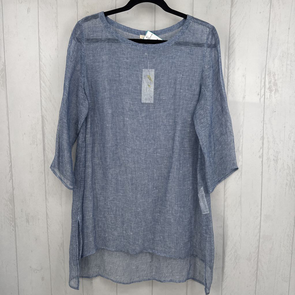 R198 Linen Mesh 3/4 Sleeve Tunic