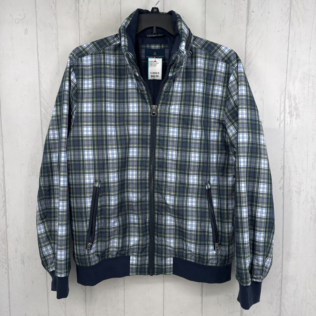 L plaid zip-up jacket