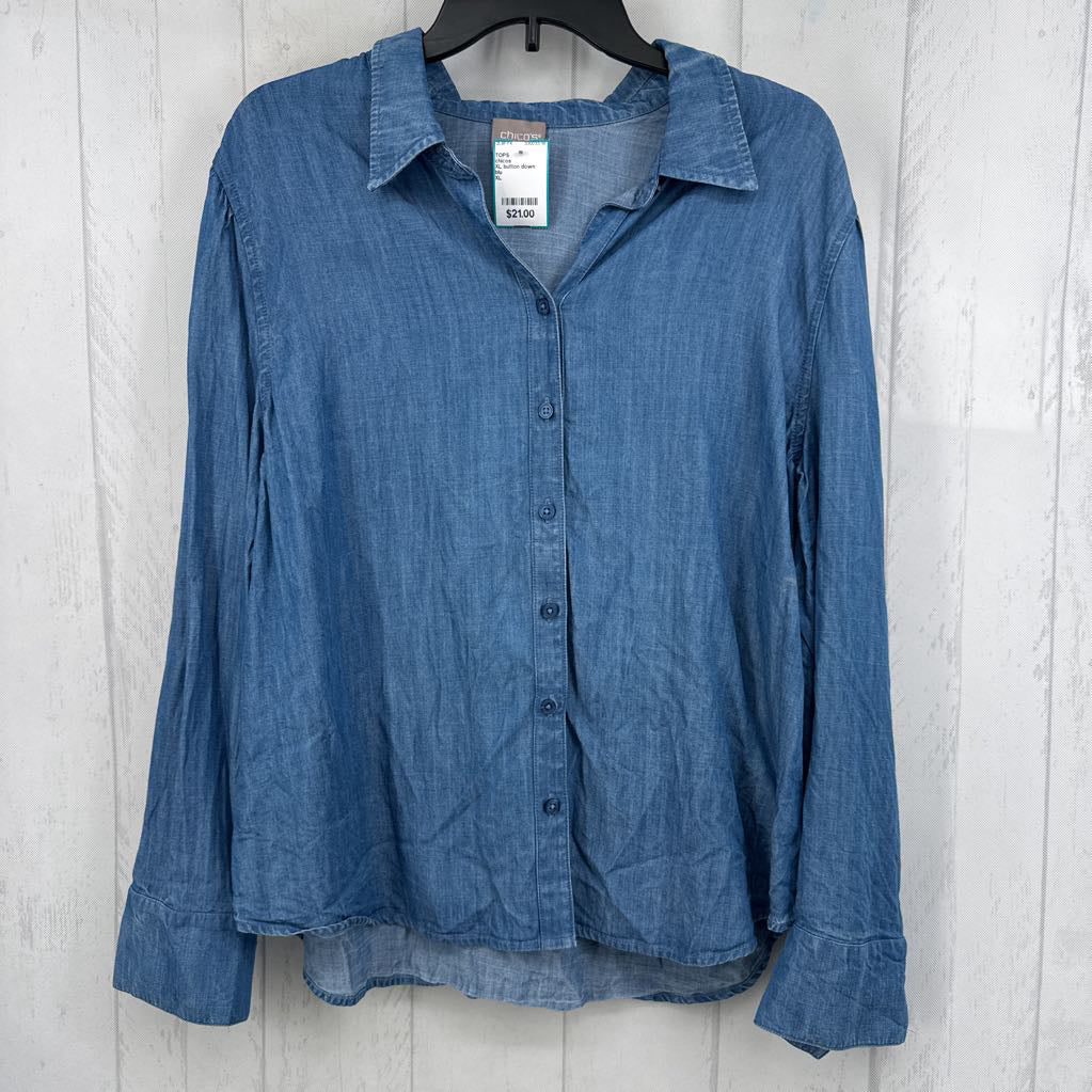 XL button down denim l/s top