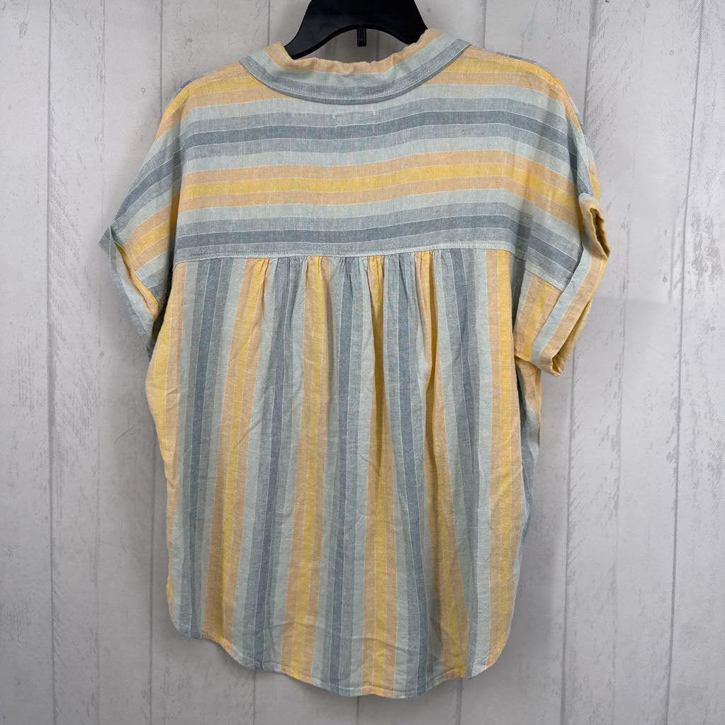 L striped button down s/s top