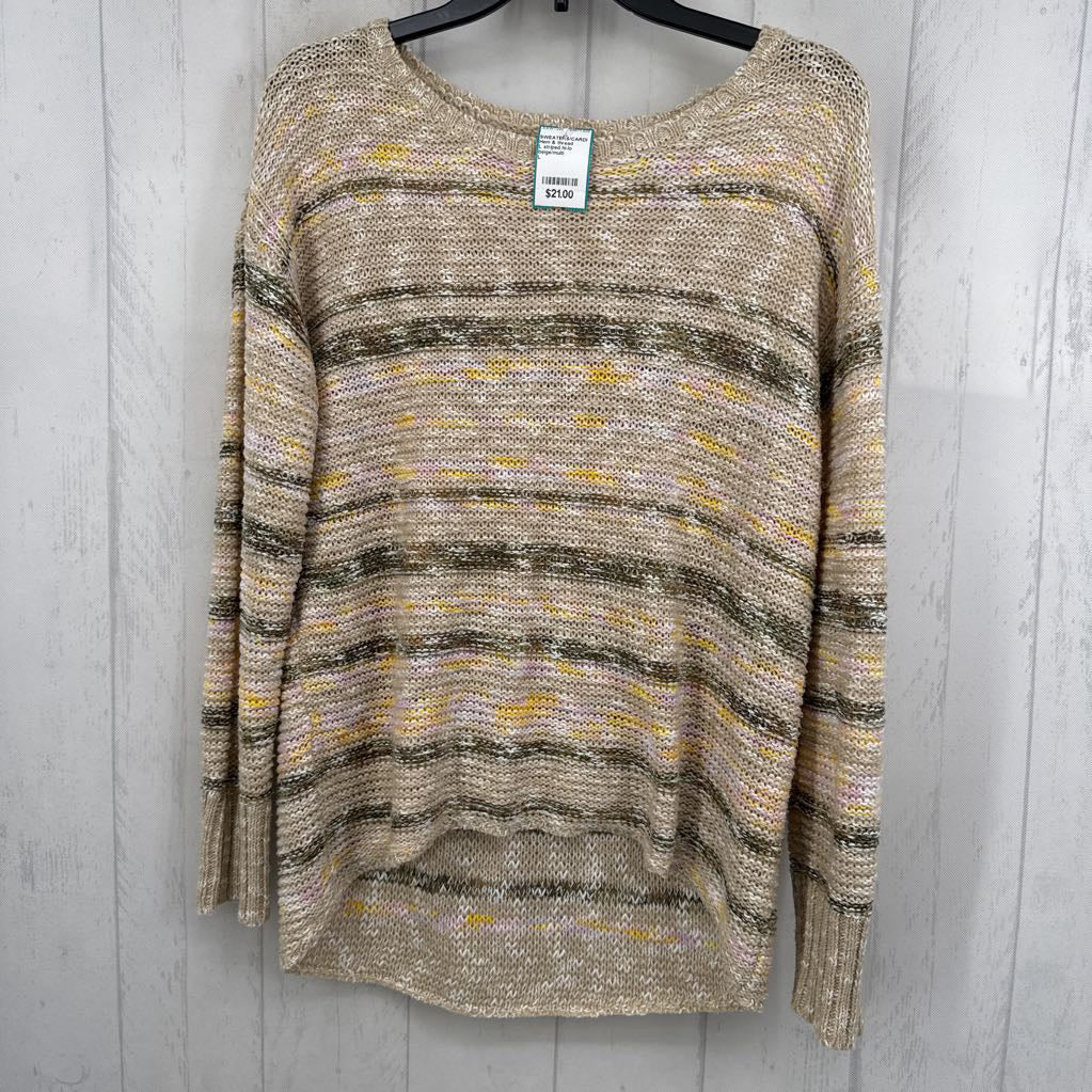 L striped hi-lo sweater