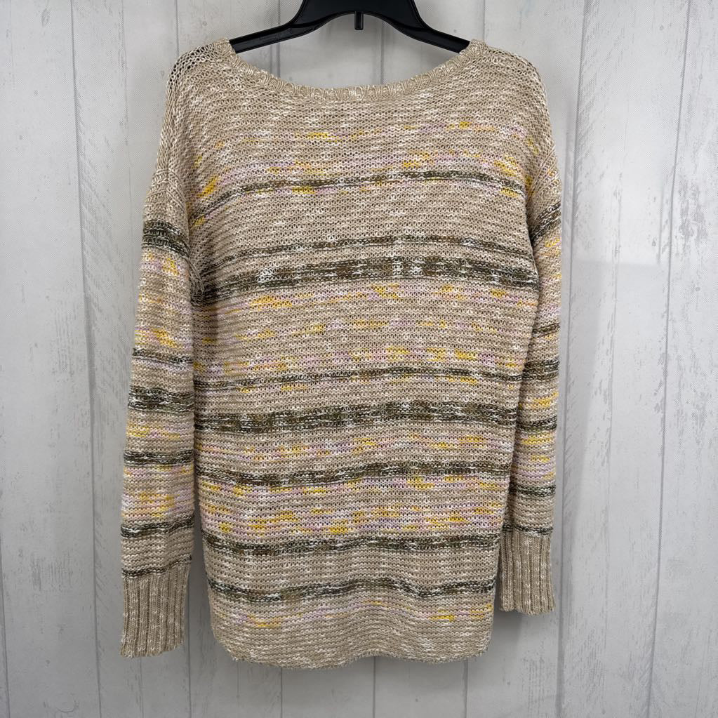 L striped hi-lo sweater