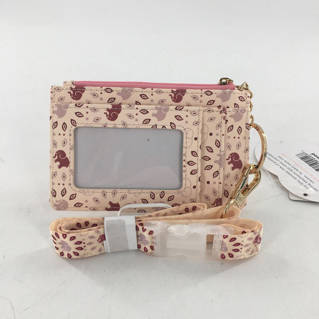 embroidered elephant logo card holder w/ lanyard