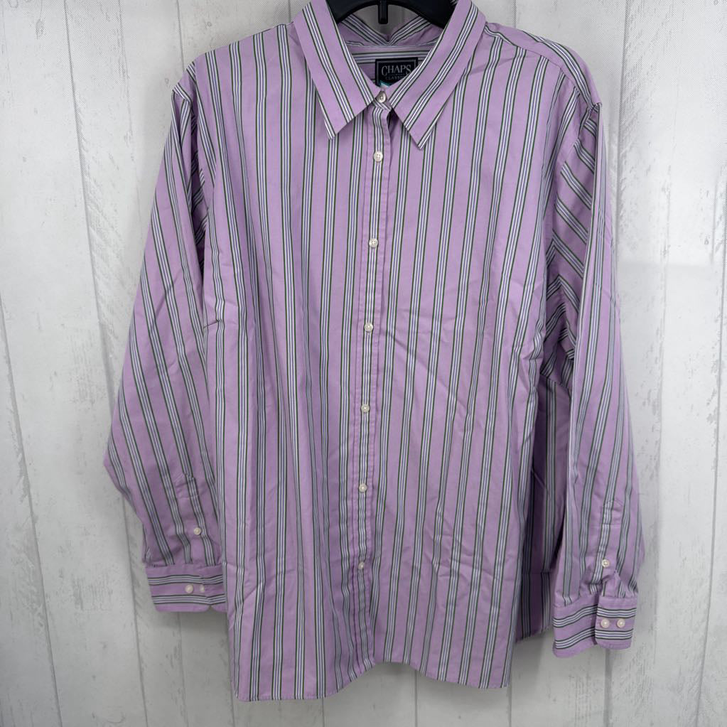 3X striped button down l/s top