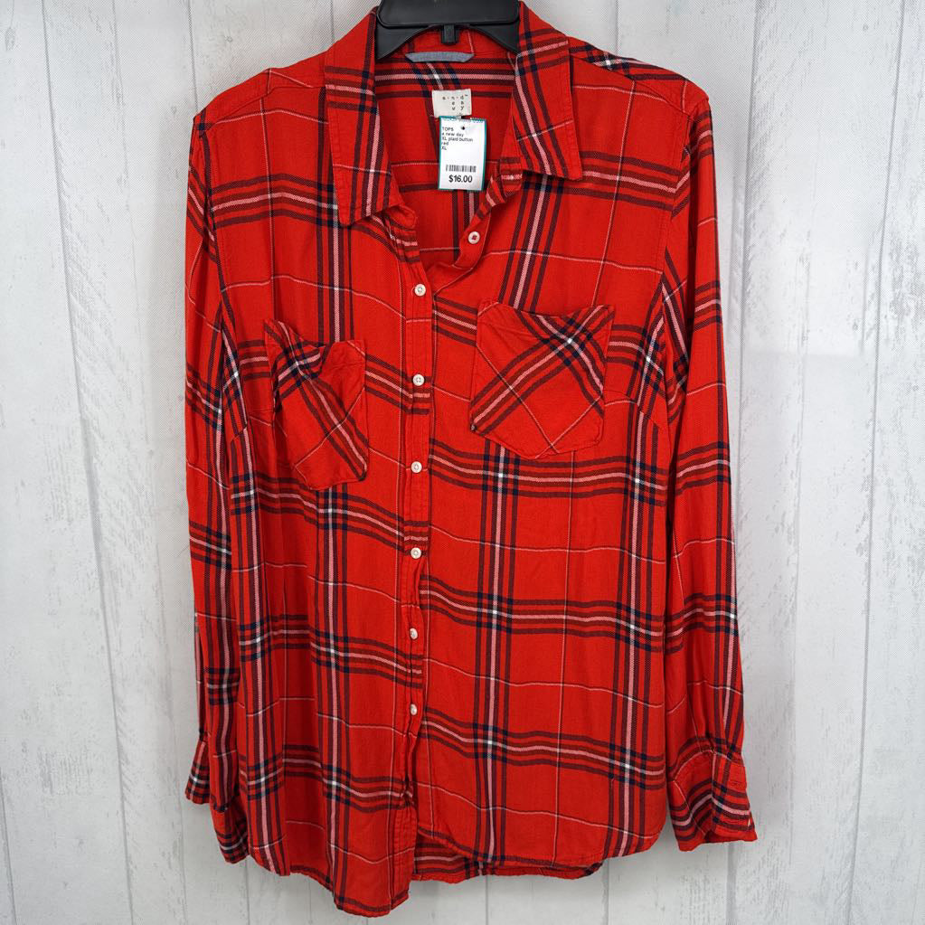 XL plaid button down l/s top