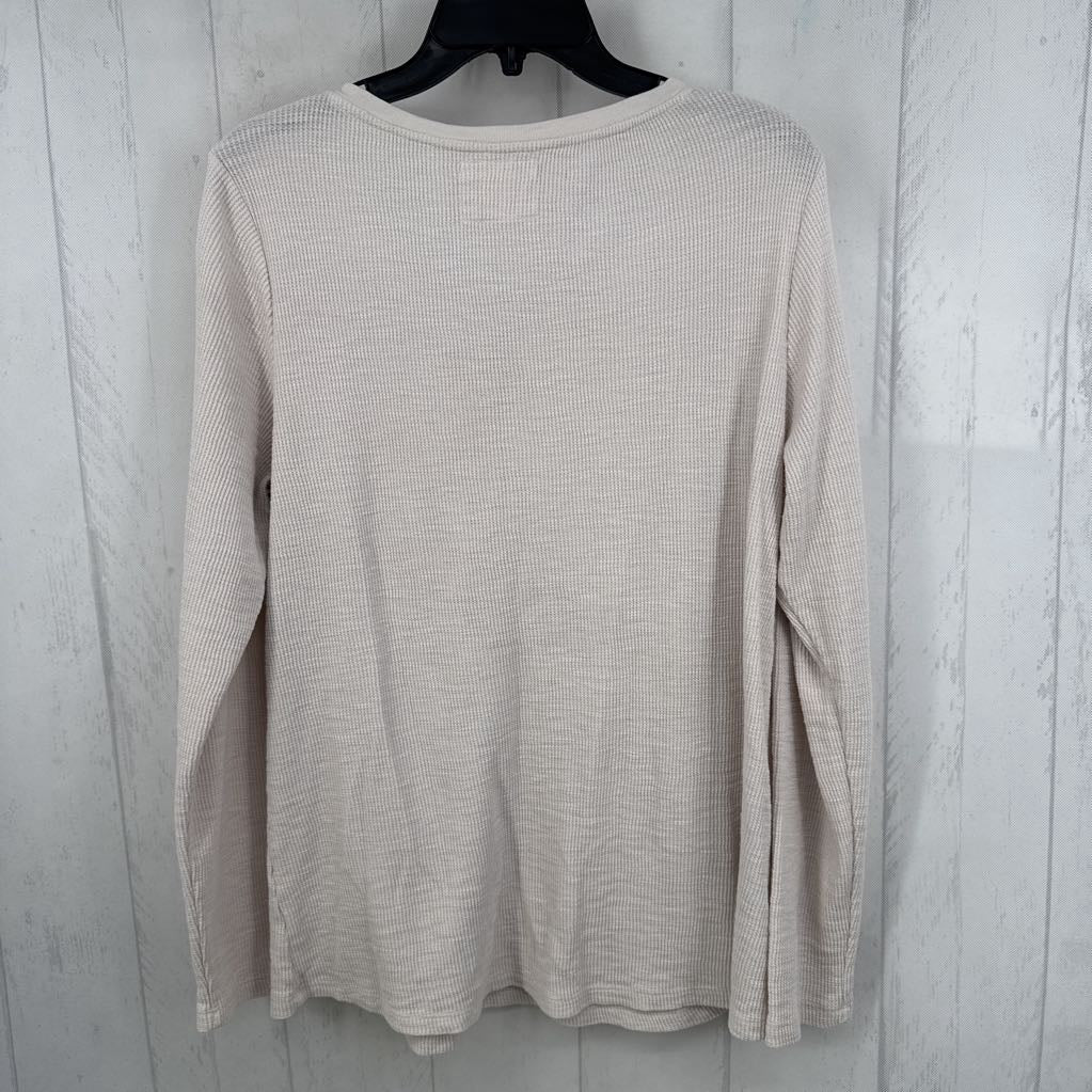 XL waffle knitlace detail l/s top